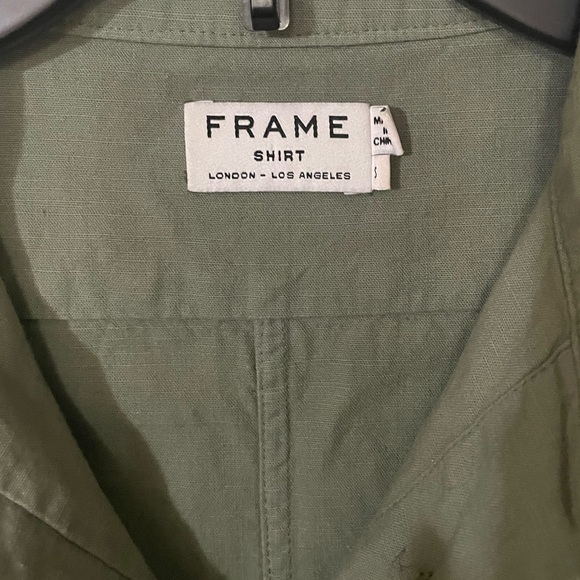 Frame Green Cotton Button Down Tunic Streetwear Natural Fibers Military Small - Picture 6 of 9
